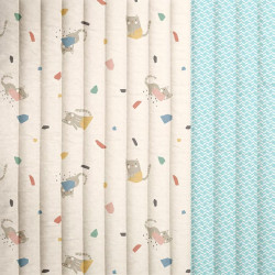 Printed Quilted Cotton SIMEON / DJAMENA Ecru / Blue